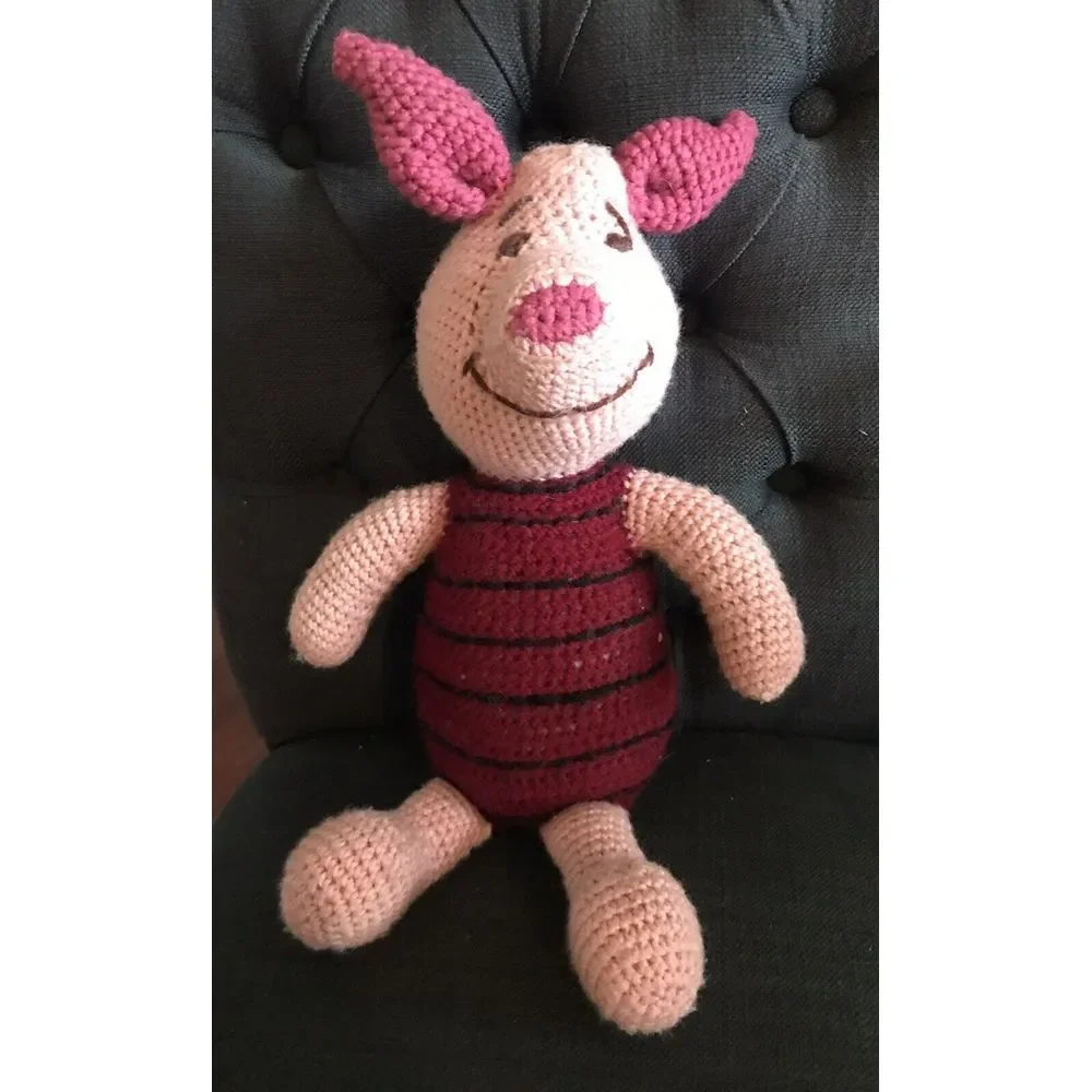 Winnie The‎ Pooh Hand crocheted Piglet  VINTAGE